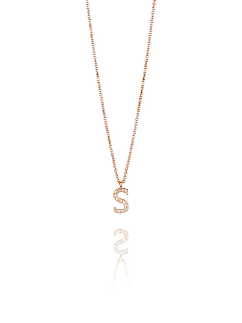 Rose Gold & Diamonds Letter "S" Necklace, 1