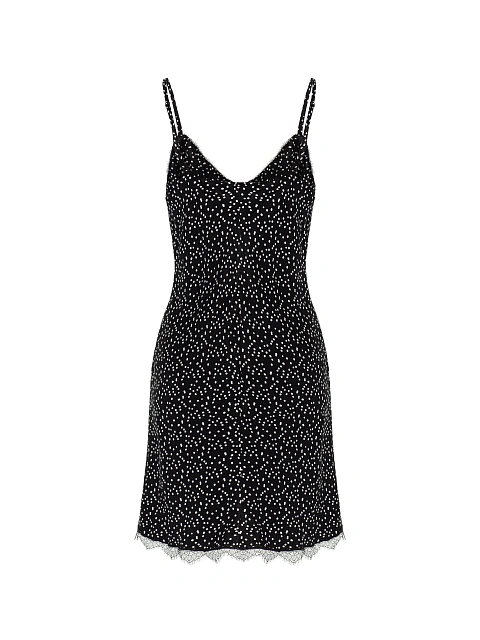 Black Polka Dot Rayon Mini Dress, 2 Black Polka Dot Rayon Mini Dress, 2