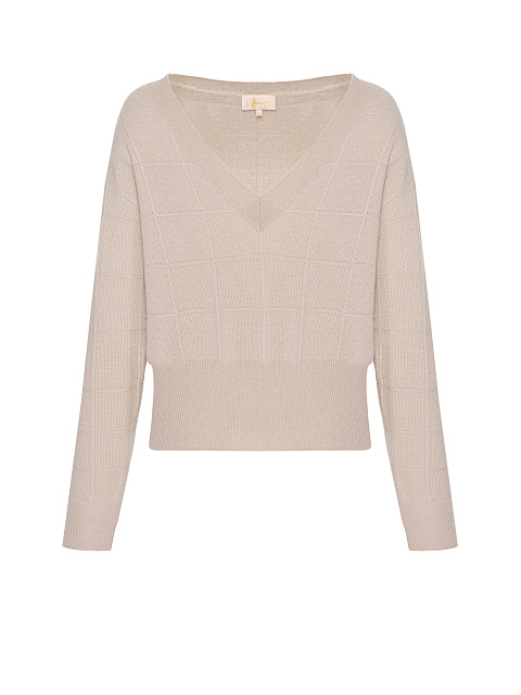 Beige Cashmere V-neck Sweater, 1 Beige Cashmere V-neck Sweater, 1