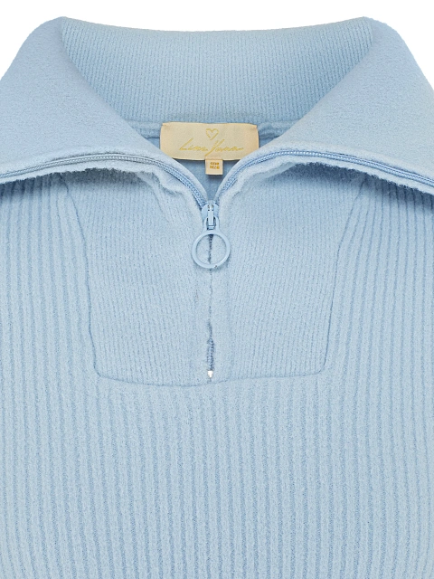 Blue Cropped Cardigan With Zipper, 3 Blue Cropped Cardigan With Zipper, 3