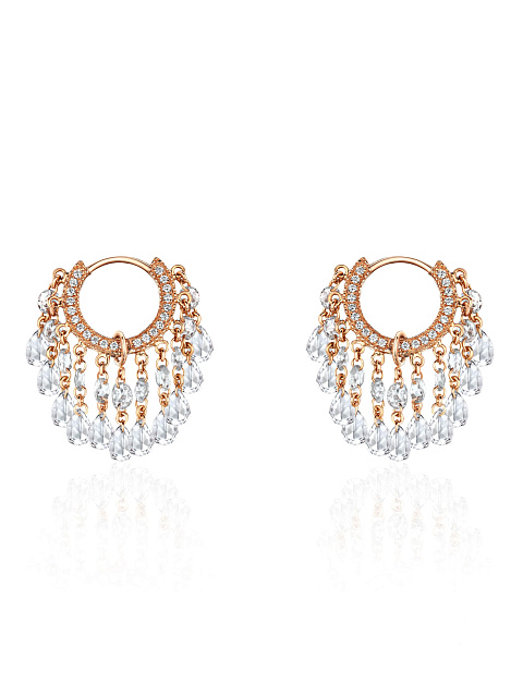 Diamond & Rose Gold Hoop Earrings, 1