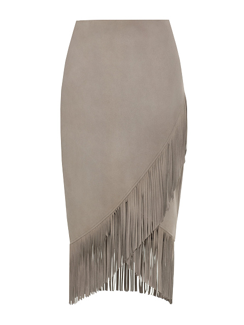 Gray midi skirt with fringe, 1 Gray midi skirt with fringe, 1