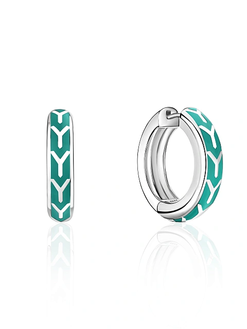 Small white gold hoops with turquoise enamel, 1