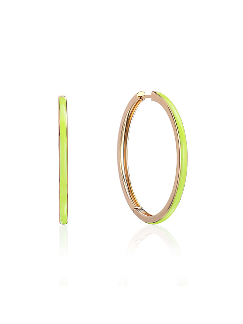 Yellow gold hoops with Lime-colored enamel, 1