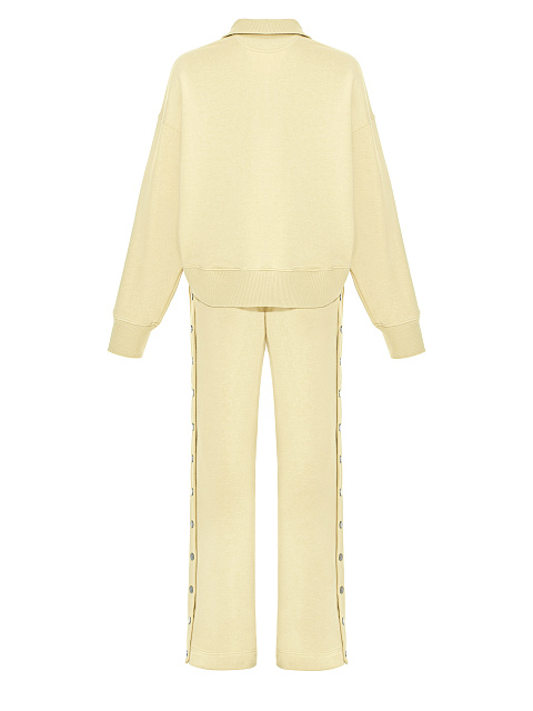 Pale Yellow "Yana" Embroidered Jersey Suit, 2