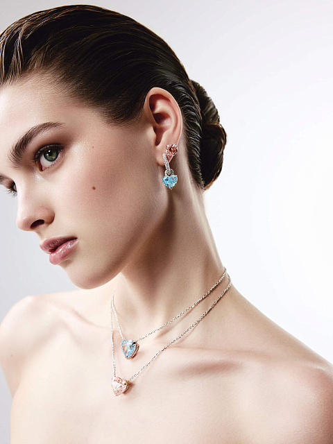 White gold necklace with pendant with pink LG diamond, 3