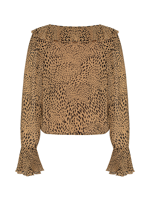 Brown Leopard Chiffon Blouse, 3 Brown Leopard Chiffon Blouse, 3