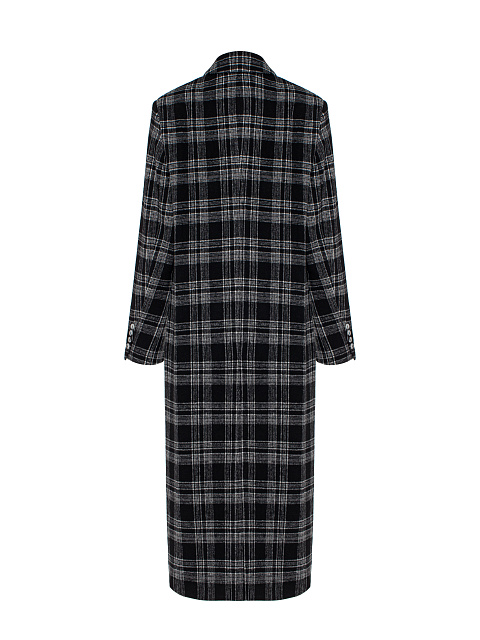 Black single-breasted coat in a white check, 4 Black single-breasted coat in a white check, 4
