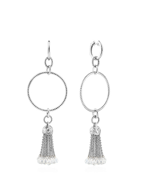 White gold tassel hoops with rock crystal, 1