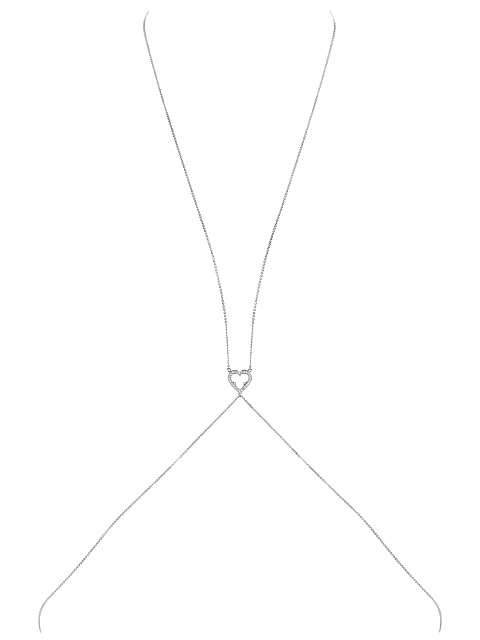 White Gold & Clear Topaz Heart Body Chain, 1