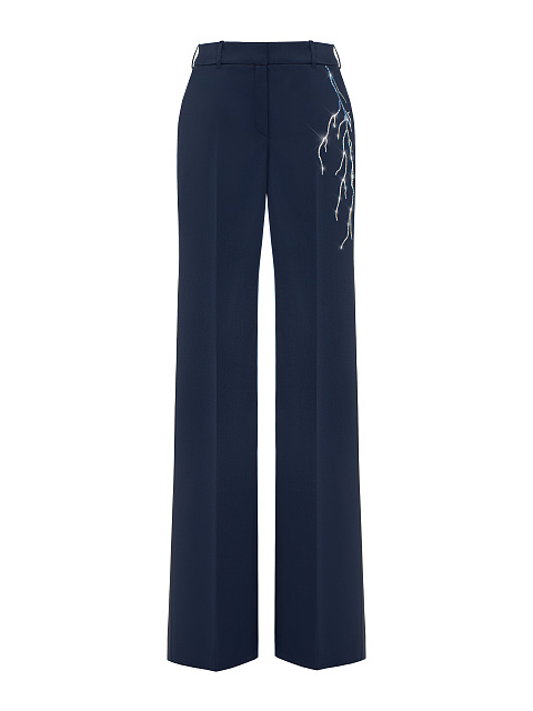 Blue Rhinestones Wool Pant Suit, 5