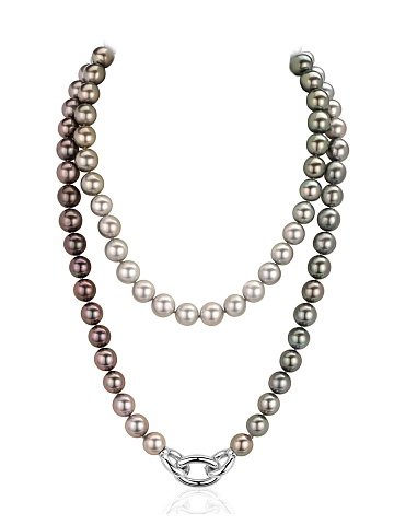 White gold necklace with Tahitian Multicolor pearls, 1