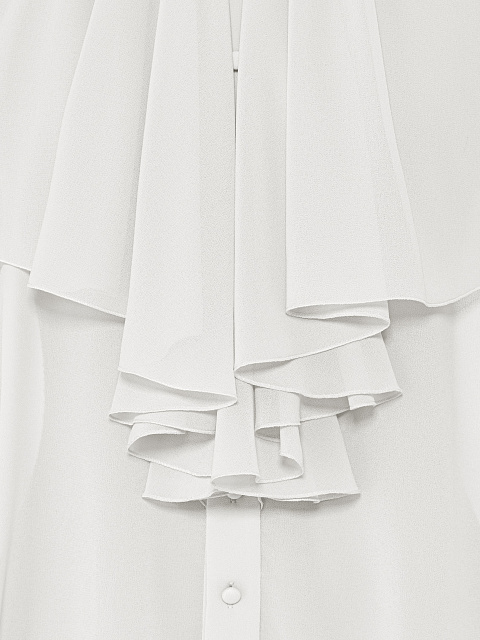 Milk-colored chiffon blouse with ruffles and ribbon, 3