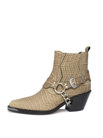 Light Khaki Crocodile Leather Cowboy Boots, 2