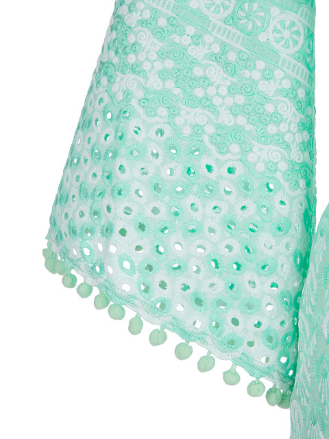 Green Cotton Lace Wrap Mini Dress, 4