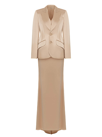 Beige silk three-piece suit, 1