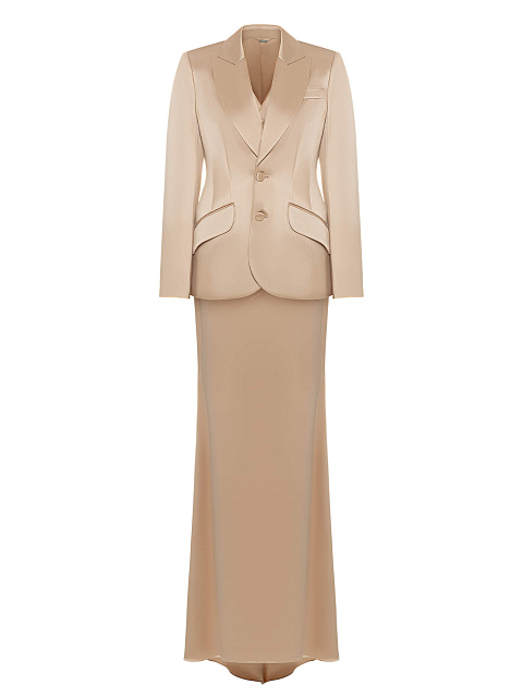 Beige silk three-piece suit, 1 Beige silk three-piece suit, 1