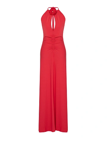 Red Open Back Maxi Dress, 1