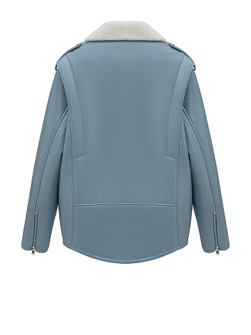 Light Blue Oversized Shearling Jacket, 2