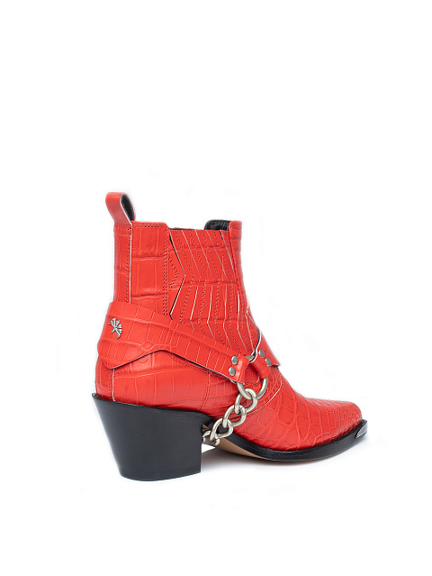 Red Crocodile Leather Cowboy Boots, 3