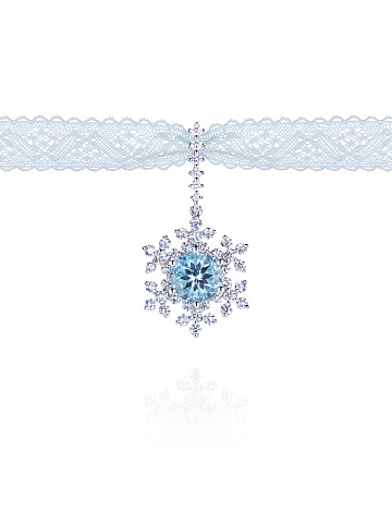 White Gold & Aquamarine Snowflake Pendant, 2