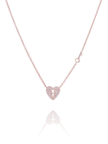 Rose Gold & Diamond Heart Necklace, 1