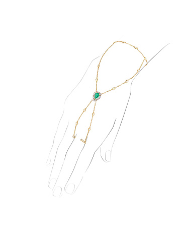 Slave bracelet in yellow gold with emerald and diamonds, 1