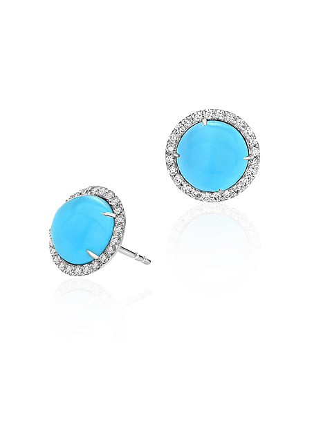 White Gold, Turquoise & Diamonds Earrings, 1