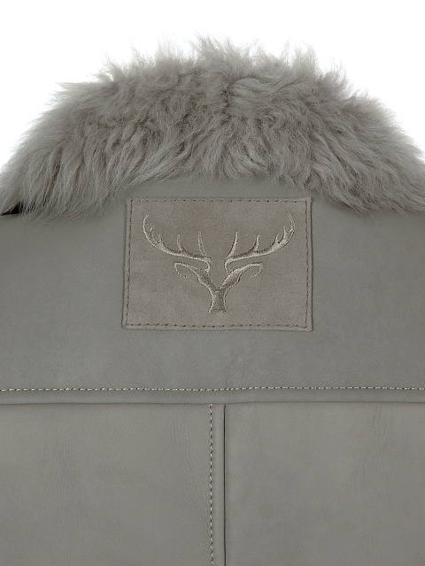 Grey Embroidered Shearling Vest, 5