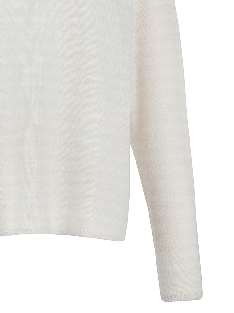 Ivory Striped Cashmere Pullover, 3