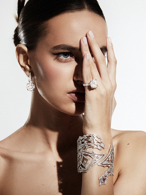 Round Diamond & Oval Ruby & White Gold Bracelet, 4