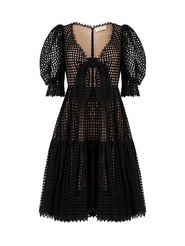 Black Cotton Midi Dress, 1