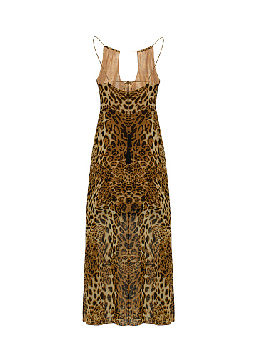 Leopard Printed Chiffon Midi Dress, 2