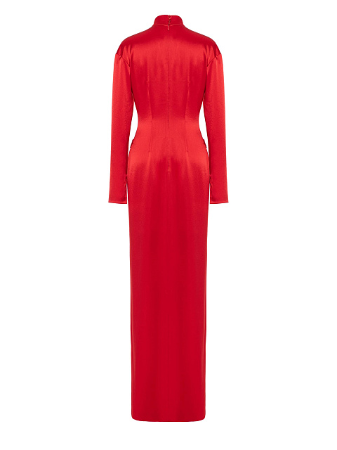 Red Silk Maxi Dress With Dragon Embroidery, 6