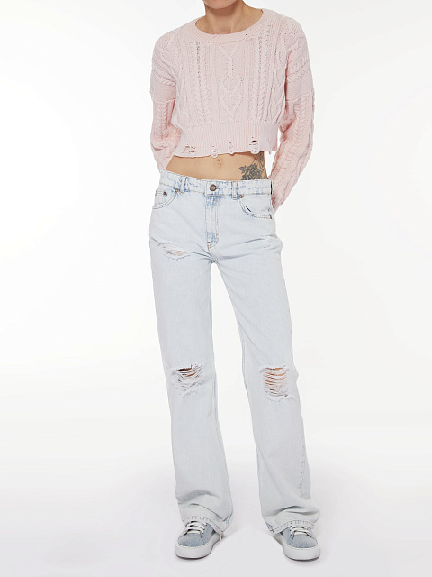Distressed Blue Cotton Jeans, 10 Distressed Blue Cotton Jeans, 10