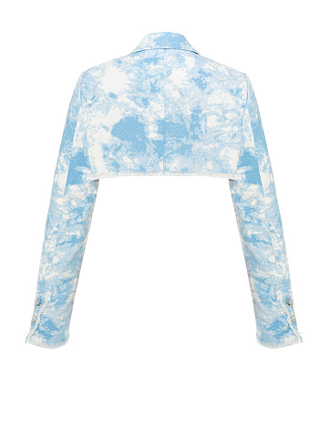 Light Blue Tie-dye Denim Bolero Jacket, 2