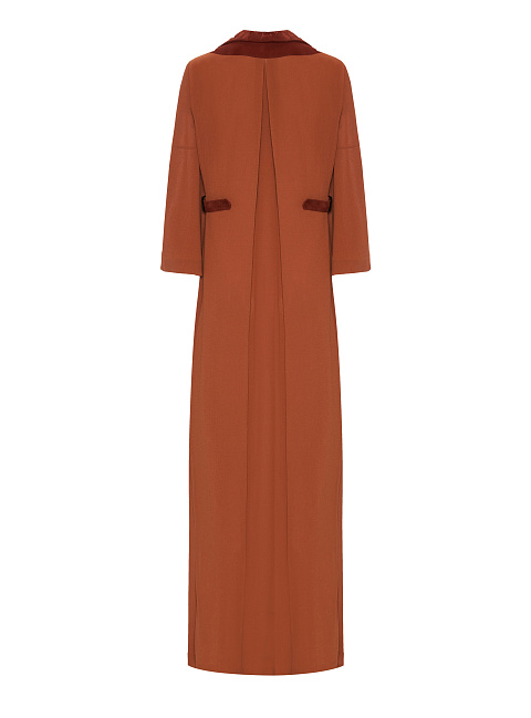 Brown Suede Trimmed Chiffon Maxi Dress, 2