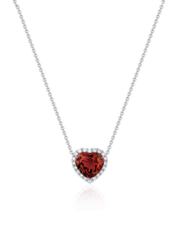 Heart Tourmaline, Round Diamond & White Gold Necklace, 1