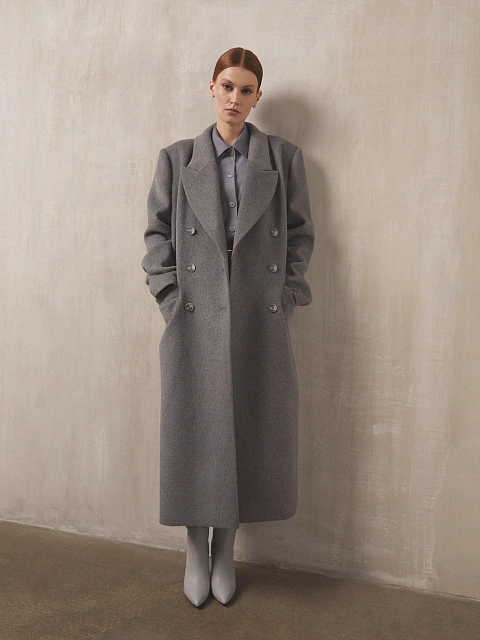 Grey Striped Double-breasted Coat, 5 Grey Striped Double-breasted Coat, 5