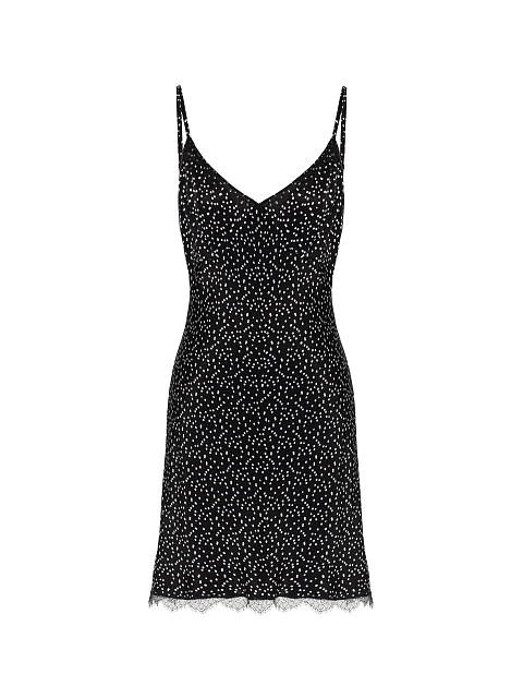 Black Polka Dot Rayon Mini Dress, 1 Black Polka Dot Rayon Mini Dress, 1