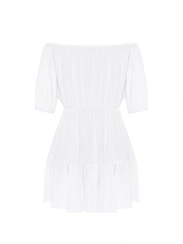 White off-the-shoulder mini dress, 1