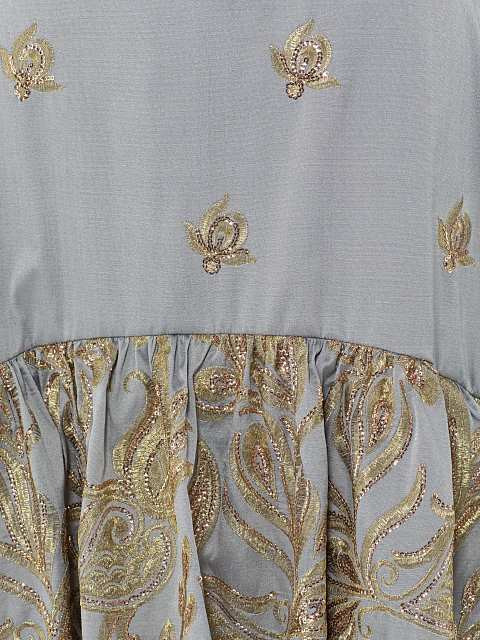 Grey & Golden Embroidery Jacquard Midi Skirt, 3 Grey & Golden Embroidery Jacquard Midi Skirt, 3