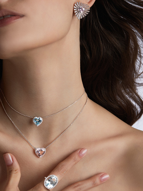 White Gold & Spinel & Diamond Earrings, 4