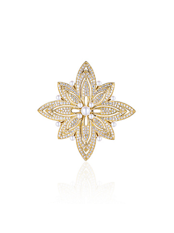 Yellow Gold & Diamonds Lotus Brooch, 1