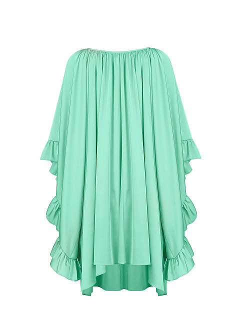 Turquoise Rayon Ruffled Mini Dress, 2 Turquoise Rayon Ruffled Mini Dress, 2