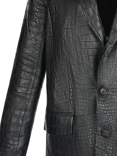 Black Crocodile Leather Blazer, 3 Black Crocodile Leather Blazer, 3
