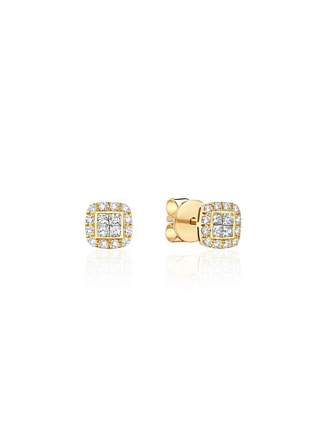 Yellow gold stud earrings with diamonds, 1