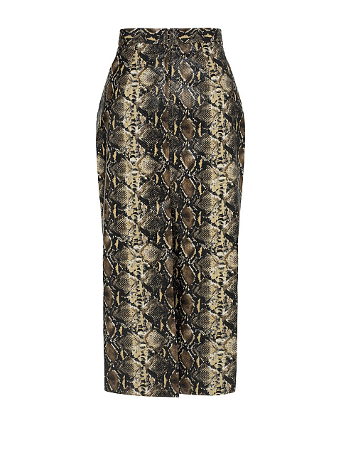Beige Snakeskin Prined Faux Leather Midi Skirt, 3 Beige Snakeskin Prined Faux Leather Midi Skirt, 3