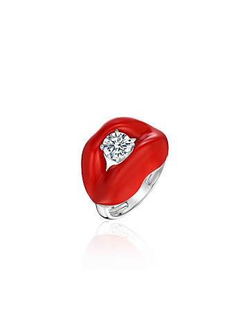 Lips-shaped ring with red enamel and LG diamond, 1