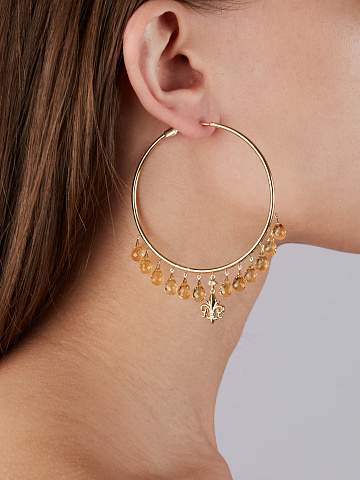 Medium-sized yellow gold hoops with citrines, 2
